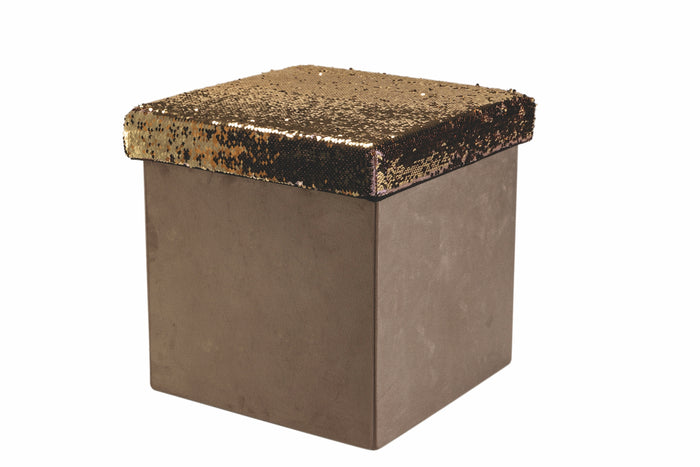 POUF CON PAILLETTES TORTORA CONTENITORE MISURE 38 X 38 X 38 CM