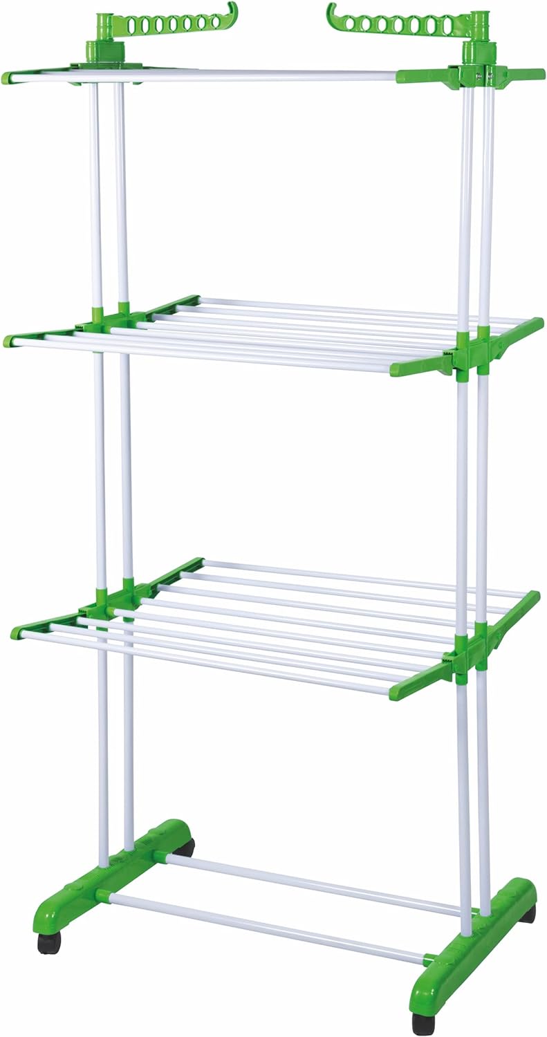 STENDINO A TORRE IN METALLO E PLASTICA IN COLORE VERDE 75 X 64 X H171 CM