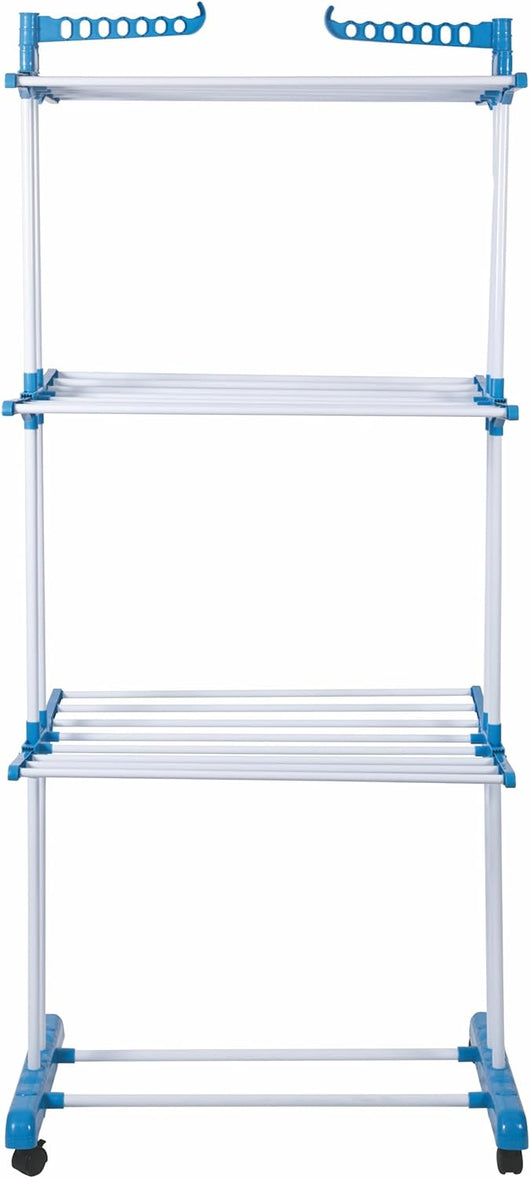 STENDINO A TORRE IN METALLO E PLASTICA IN COLORE BLU 75 X 64 X H171 CM