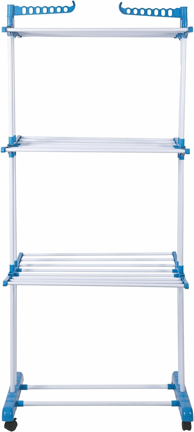 STENDINO A TORRE IN METALLO E PLASTICA IN COLORE BLU 75 X 64 X H171 CM