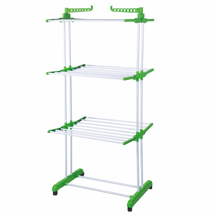 STENDINO A TORRE IN METALLO E PLASTICA IN COLORE VERDE 75 X 64 X H171 CM