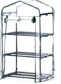 SERRA CON TELO IN PVC APRIBILE 3 RIPIANI E STRUTTURA IN METALLO 69 X 49 X H126CM