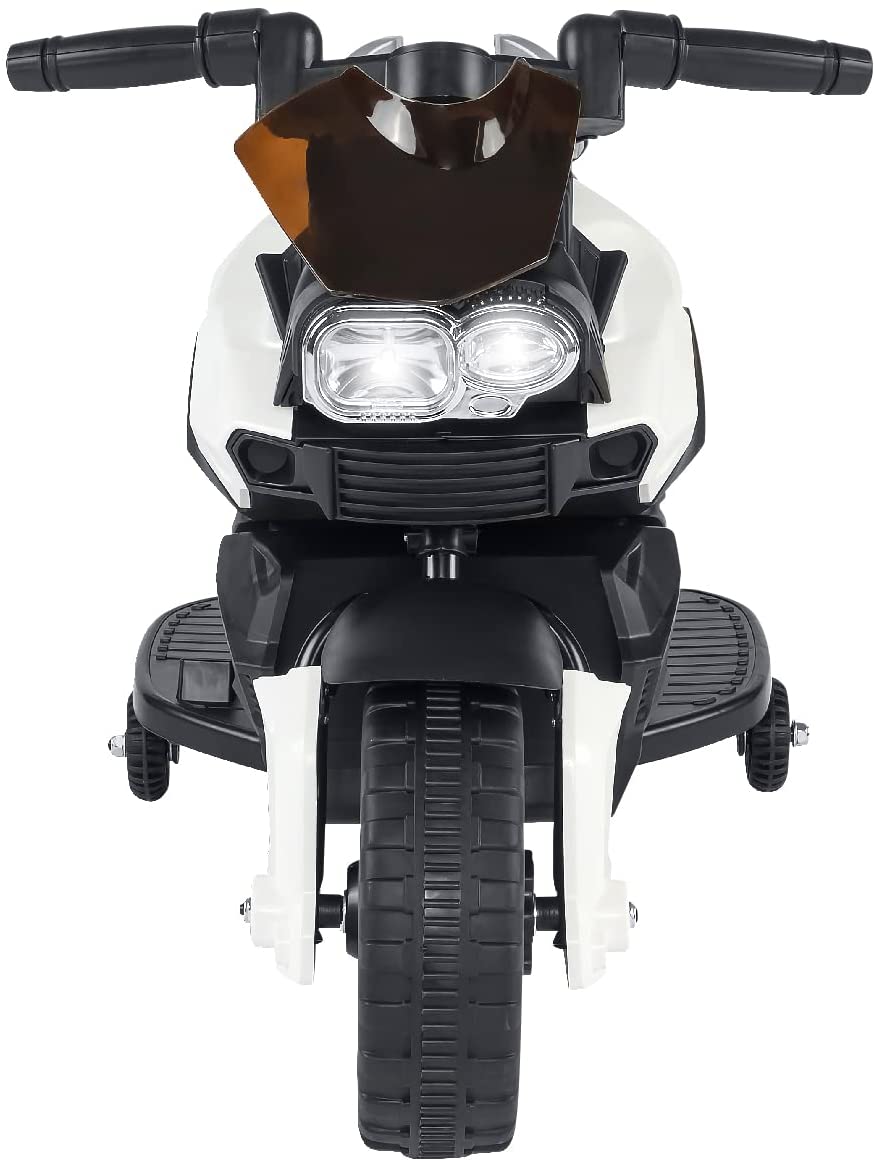 MOTO ELETTRICA CAVALCABILE CON FUNZIONAMENTO A BATTERIA 6V 4AH NERA E BIANCA