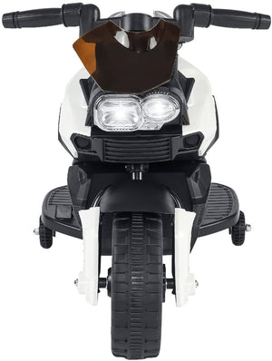 MOTO ELETTRICA CAVALCABILE CON FUNZIONAMENTO A BATTERIA 6V 4AH NERA E BIANCA