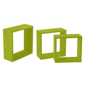 SET 3 PENSILI QUADRATI IN LEGNO DA PARETE IN TRE MISURE CON FINITURA VERDE