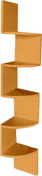 MENSOLA ANGOLARE DA PARETE REALIZZATA IN LEGNO CON 4 ARANCIONE 19X19 XH123CM