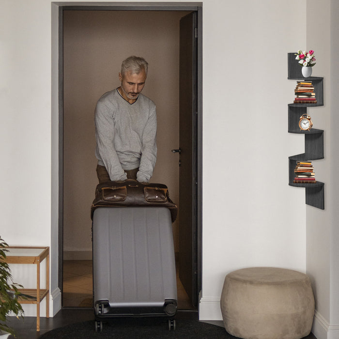 MENSOLA ANGOLARE IN LEGNO CON 4 RIPIANI 19X19X123 CM COLORE WENGÈ