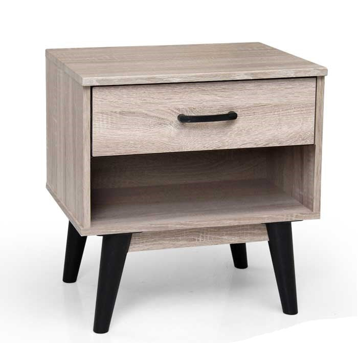 ARES COMODINO CON CASSETTO E VANO APERTO 48 X 38 X 50 CM IN LEGNO ROVERE