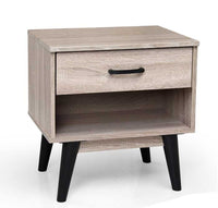 ARES COMODINO CON CASSETTO E VANO APERTO 48 X 38 X 50 CM IN LEGNO ROVERE