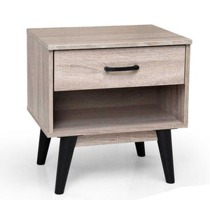 ARES COMODINO CON CASSETTO E VANO APERTO 48 X 38 X 50 CM IN LEGNO ROVERE