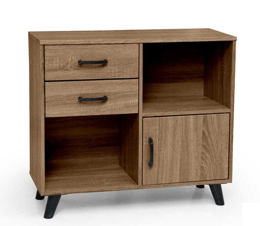 ARES MOBILE IN LEGNO CON 2 CASSETTI E ANTA 80 X 30 X 70 CM COLORE NOCE