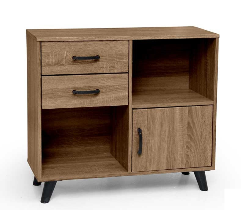 ARES MOBILE IN LEGNO CON 2 CASSETTI E ANTA 80 X 30 X 70 CM COLORE NOCE