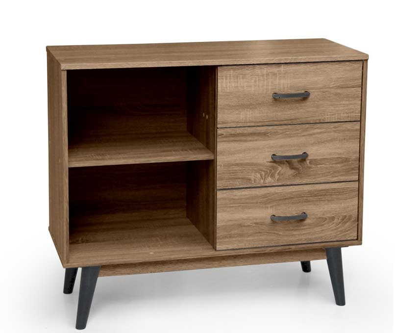 ARES MOBILE IN LEGNO CON 3 CASSETTI E 2 VANI 94 X 38 X 80 CM COLORE NOCE