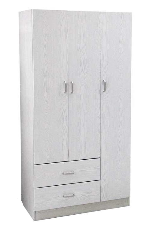 ERMES ARMADIO IN LEGNO CON 3 ANTE E CASSETTI 120 X 52 X 190 CM COLORE BIANCO