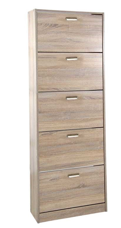 ERMES SCARPIERA 5 ANTE A RIBALTA IN LEGNO 63 X 24 X 180 CM COLORE ROVERE