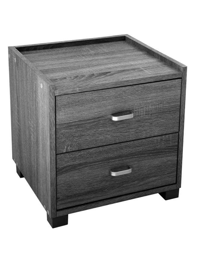 COMODINO ERMES CON 2 CASSETTI IN LEGNO NATURALE COLORE WENGÈ 43 X 40 X 44 CM