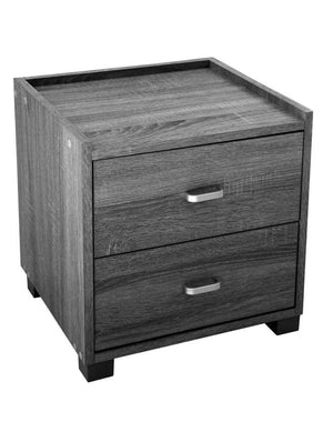 COMODINO ERMES CON 2 CASSETTI IN LEGNO NATURALE COLORE WENGÈ 43 X 40 X 44 CM