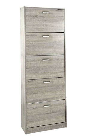 ERMES SCARPIERA 5 ANTE A RIBALTA IN LEGNO 63 X 24 X 180 CM COLORE OLMO