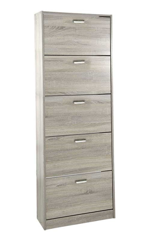 ERMES SCARPIERA 5 ANTE A RIBALTA IN LEGNO 63 X 24 X 180 CM COLORE OLMO