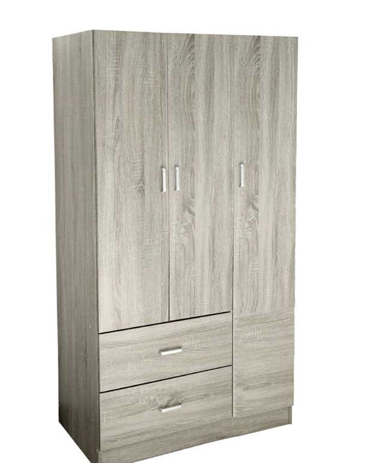 ERMES ARMADIO IN LEGNO CON 3 ANTE E CASSETTI 90 X 42 X 180 CM COLORE OLMO