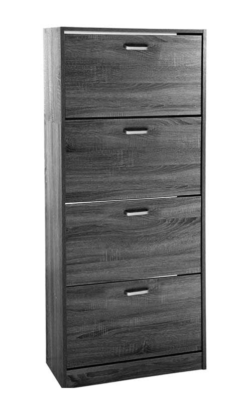 ERMES SCARPIERA 4 ANTE A RIBALTA IN LEGNO 63 X 24 X 150 CM COLORE WENGÈ