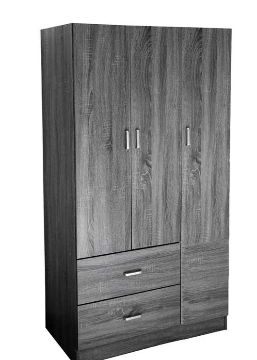 ERMES ARMADIO IN LEGNO CON 3 ANTE E CASSETTI 90 X 42 X 180 CM COLORE WENGÈ