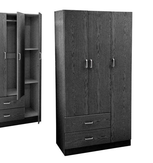 ERMES ARMADIO IN LEGNO CON 3 ANTE E CASSETTI 90 X 42 X 180 CM COLORE WENGÈ