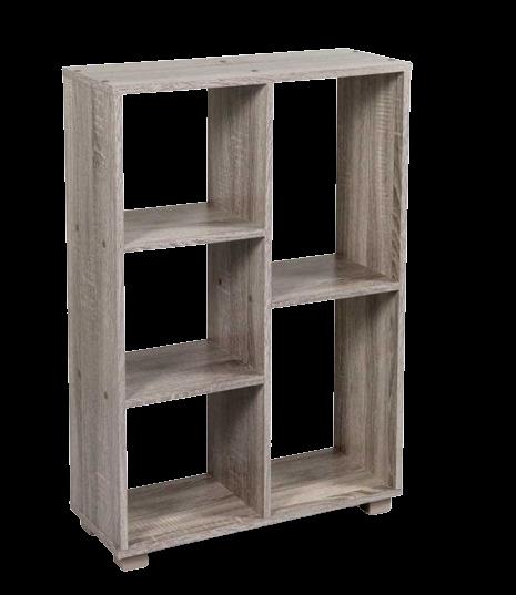 ERMES LIBRERIA IN LEGNO CON 5 VANI APERTI 60 X 24 X 87 CM COLORE OLMO