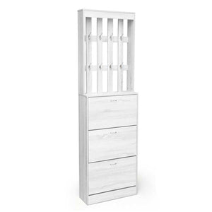 GAIA SCARPIERA A 3 ANTE CON 8 APPENDINI 63 X 26 X 208 CM COLORE BIANCO