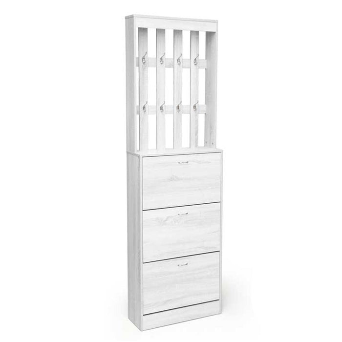 GAIA SCARPIERA A 3 ANTE CON 8 APPENDINI 63 X 26 X 208 CM COLORE BIANCO