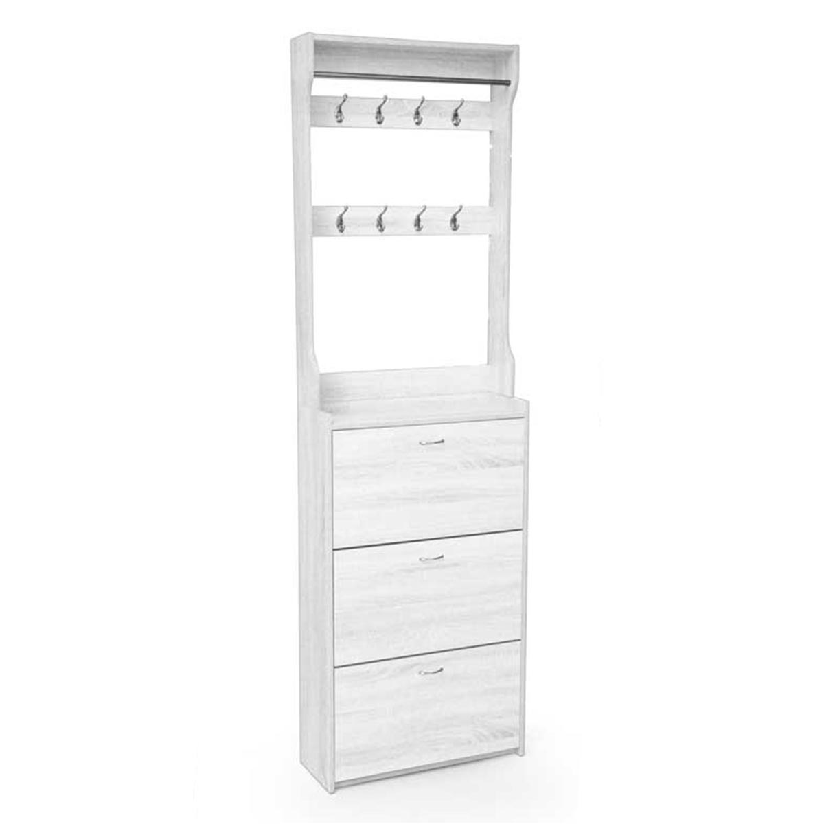 GAIA SCARPIERA A 3 ANTE CON APPENDINO 63 X 22 X 208 CM COLORE BIANCO