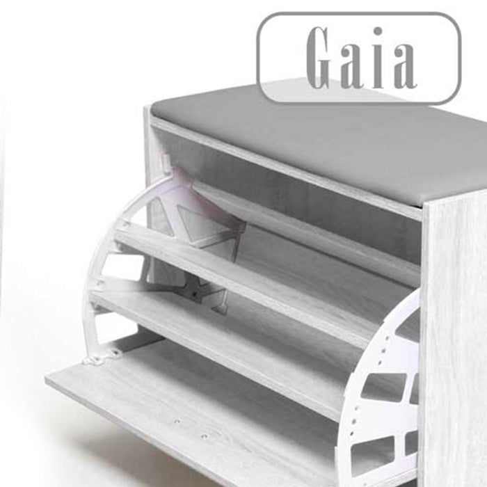 GAIA SCARPIERA CON CUSCINO IMBOTTITO E ANTA 63 X 30 X 50 CM COLORE BIANCO