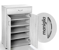 GAIA SCARPIERA CHIUSA A 5 RIPIANI IN LEGNO 63X33XH95 CM COLORE BIANCO