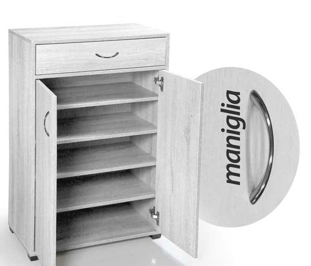 GAIA SCARPIERA CHIUSA A 5 RIPIANI IN LEGNO 63X33XH95 CM COLORE BIANCO