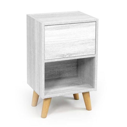 GAIA COMODINO CON CASSETTO E VANO APERTO 40 X 30 X 65 CM IN COLORE BIANCO