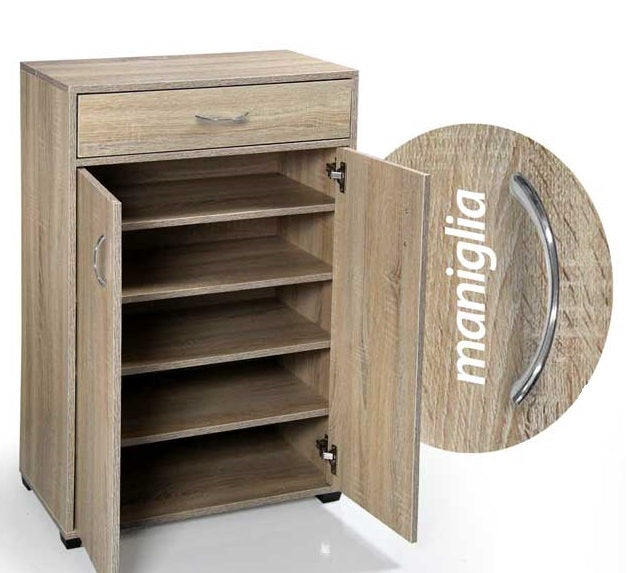 GAIA SCARPIERA CHIUSA A 5 RIPIANI IN LEGNO 63X33XH95 CM COLORE ROVERE