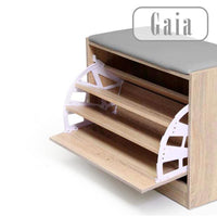 GAIA SCARPIERA CON CUSCINO IMBOTTITO E ANTA 63 X 30 X 50 CM COLORE ROVERE