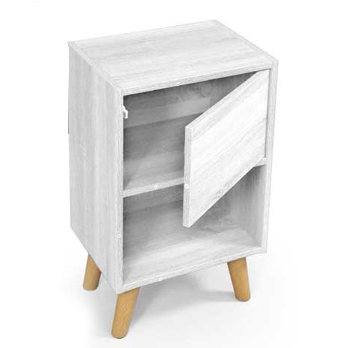 GAIA COMODINO CON CASSETTO E VANO APERTO 40 X 30 X 65 CM IN COLORE BIANCO