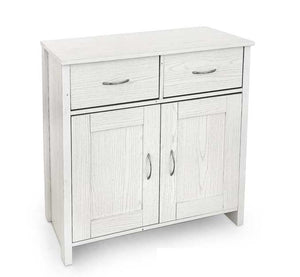 MOBILE DA ARREDO CON 2 CASSETTI E 2 ANTE 79X35X80CM IN COLORE BIANCO