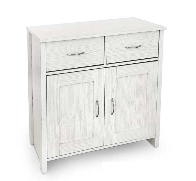 MOBILE DA ARREDO CON 2 CASSETTI E 2 ANTE 79X35X80CM IN COLORE BIANCO