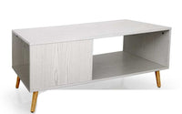 TAVOLINO MINIMAL A 2 RIPIANI 100X50X45CM IN LEGNO BIANCO