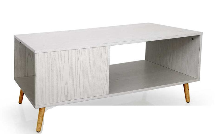 TAVOLINO MINIMAL A 2 RIPIANI 100X50X45CM IN LEGNO BIANCO