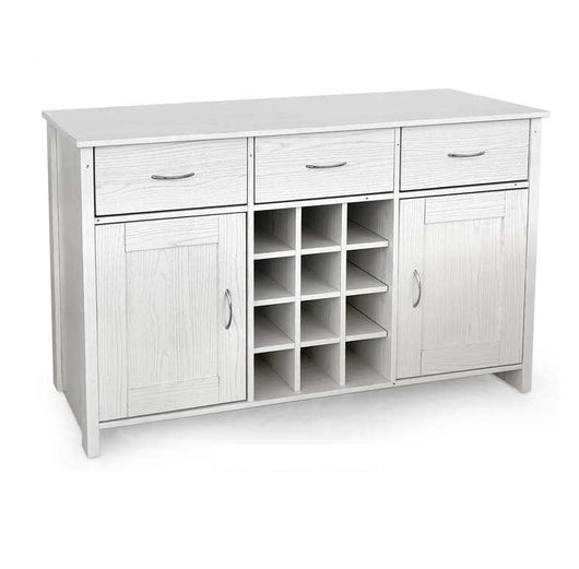 MOBILE IN LEGNO CON 3 CASSETTI E 2 SPORTELLI 124X40X80 CM COLORE BIANCO LEGNO