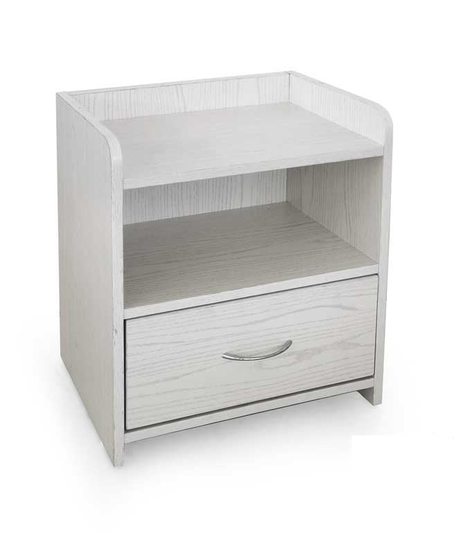 COMODINO DA ARREDO CON CASSETTO E VANO APERTO 43X30X48CM COLORE BIANCO