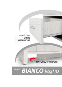 MOBILE IN LEGNO CON 3 CASSETTI E 2 SPORTELLI 124X40X80 CM COLORE BIANCO LEGNO
