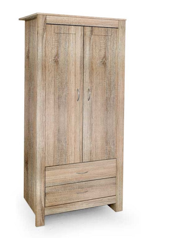 ARMADIO DA ARREDO CON 2 CASSETTI E 2 ANTE 80X52X180 CM COLORE ROVERE