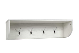 MENSOLA APPENDINO CON 4 GANCI 80X19X20 CM IN COLORE BIANCO