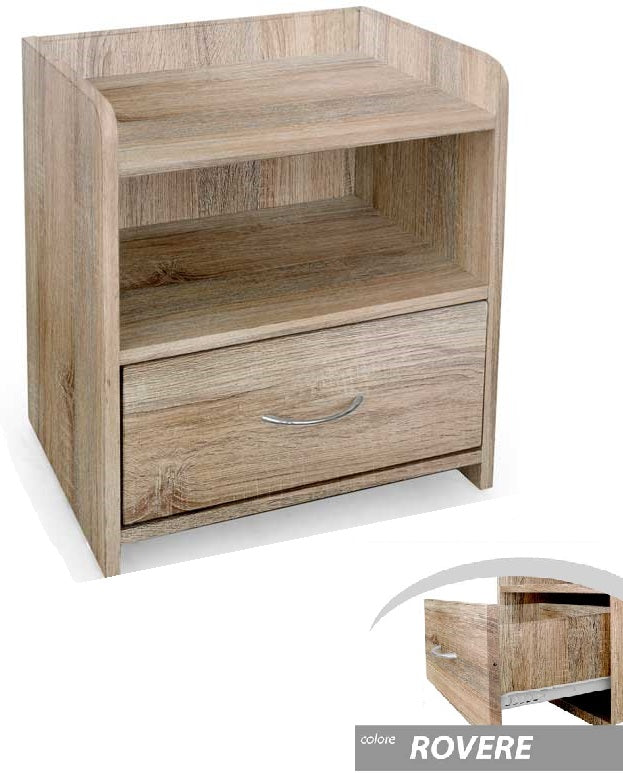 COMODINO IN LEGNO CON UN CASSETTO 43X30X48 CM IN ROVERE