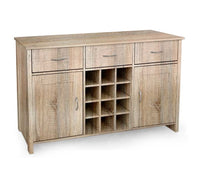 MOBILE DA ARREDO CON 3 CASSETTI 2 ANTE E VANI APERTI 124X40X80CM COLORE ROVERE