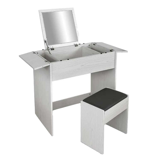 TOELETTA IN LEGNO CON SGABELLO E SPECCHIO 75X45X75 CM COLORE BIANCO